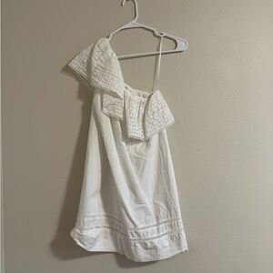 Abercrombie & Fitch White One-Shoulder Eyelet Dress